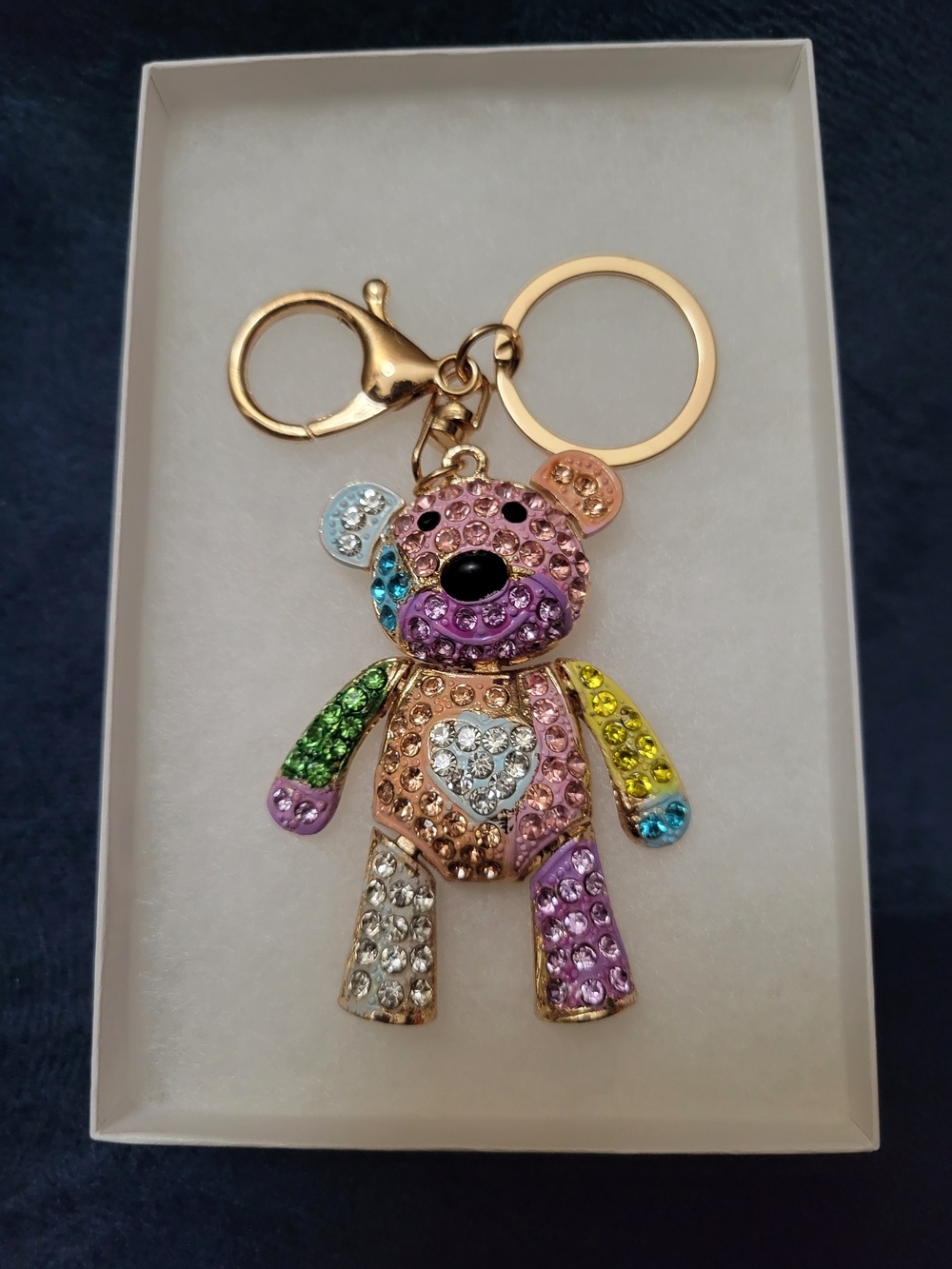 Abbyrose Multicolor Crystal Teddy Bear Purse Charm/Keychain